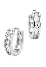 teensy-weensy white gold channel set baby huggie earrings